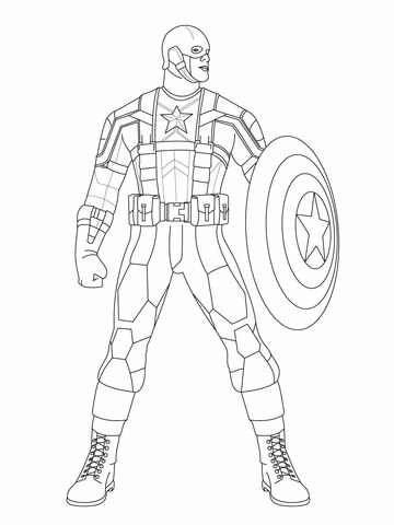 Captain America Ready To Fight Coloring Page